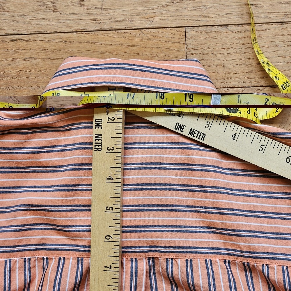 Cutter & Buck Men’s XL Button‑Down Shirt Salmon Peach Pinstripe Classic Fit - Picture 7 of 10